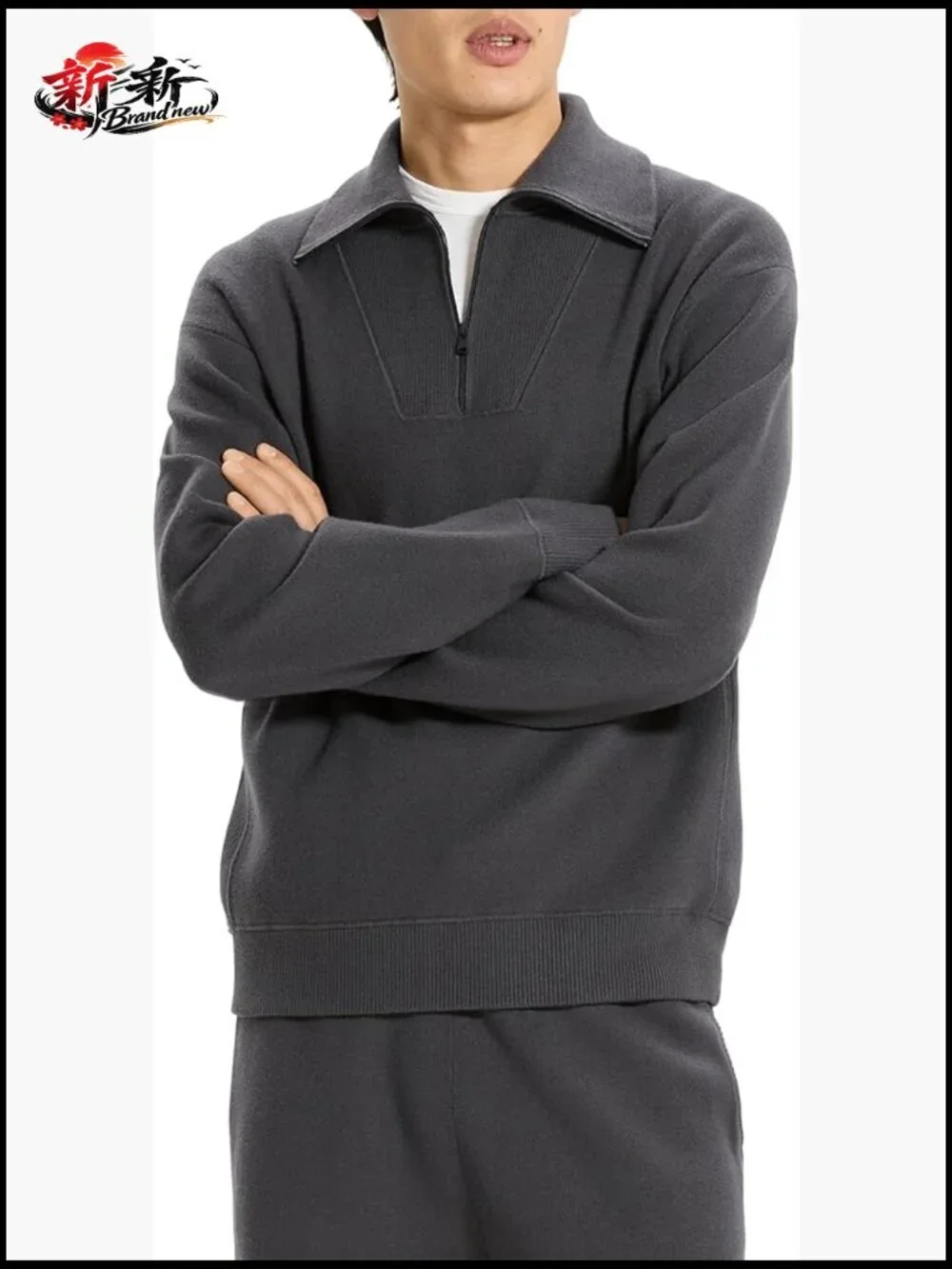 Relaxed Quarter Zip Pullover Sweater in Snowool Blend, Long Sleeve, Dry Clean